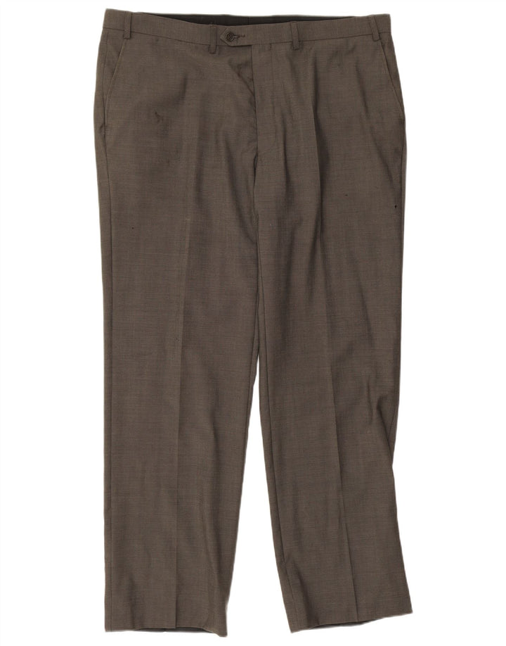 Marks & Spencer Pantalon de Costume Droit Homme W40 L30 Laine Verte