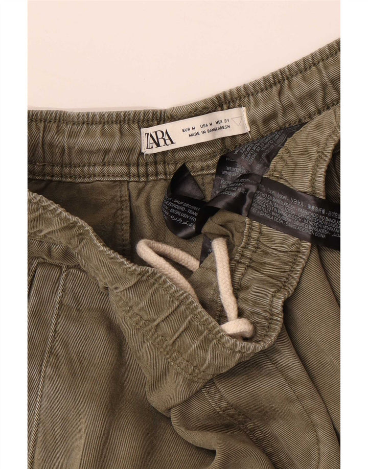 Zara Pantalon Cargo Joggers Homme Moyen W31 L26 Kaki Lyocell