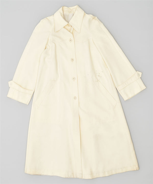 VINTAGE Manteau Femme UK 4 XS Blanc Cassé