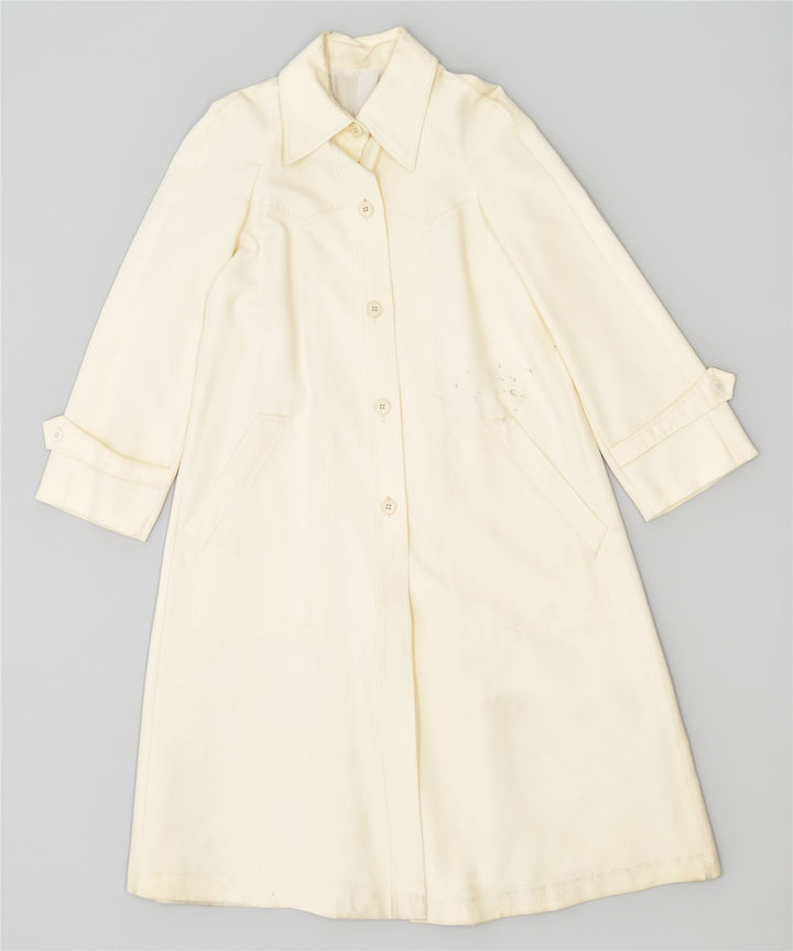 VINTAGE Manteau Femme UK 4 XS Blanc Cassé