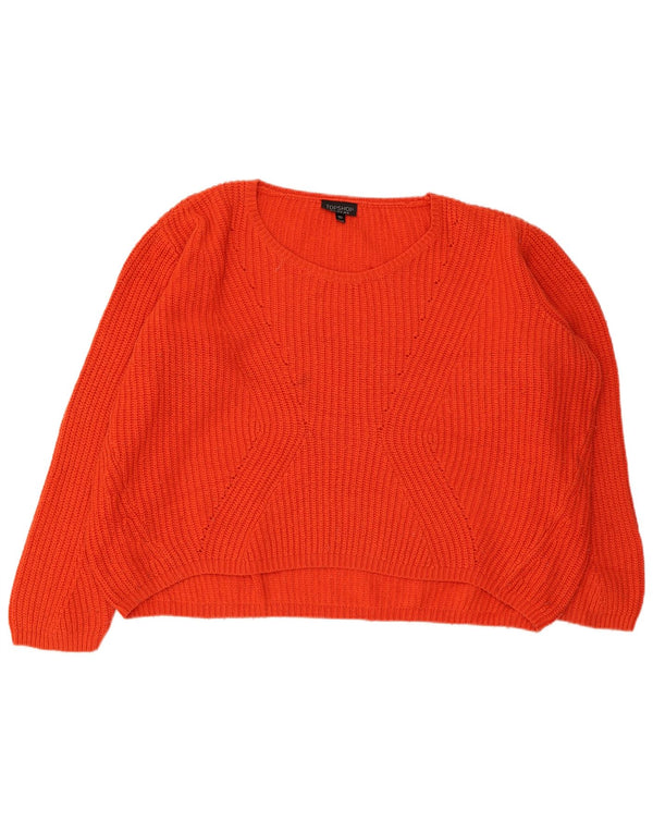 Topshop Pull court surdimensionné à col bateau pour femme UK 14 Large Orange