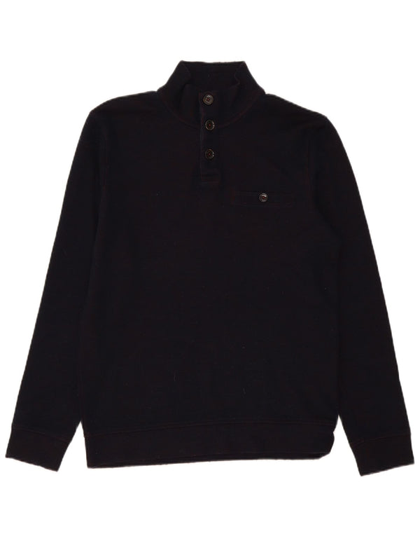 Ted Baker Pull à col boutonné pour homme Taille 2 Petit Bleu marine Moderne
