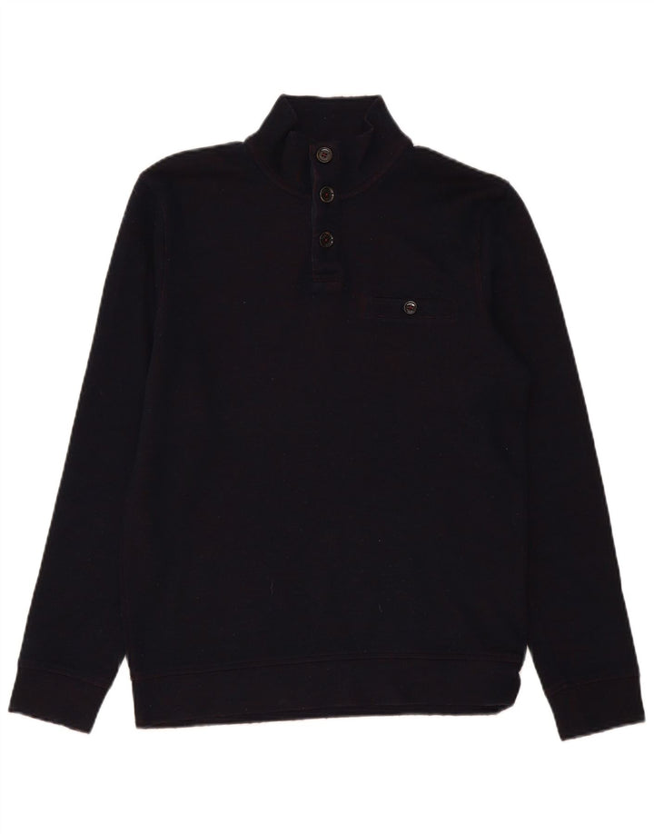 Ted Baker Pull à col boutonné pour homme Taille 2 Petit Bleu marine Moderne