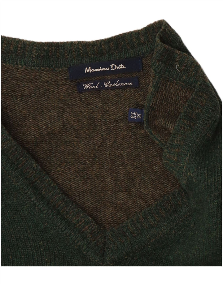 Massimo Dutti Pull Col V Homme Vert Moyen Laine