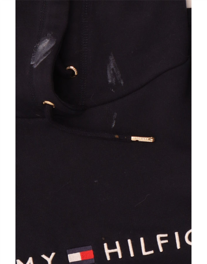 TOMMY HILFIGER Pull à capuche graphique pour femme UK 22 3XL Bleu marine Coton