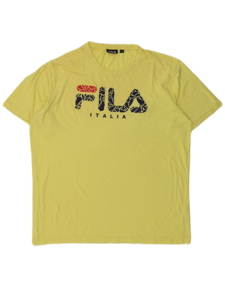 FILA T-Shirt Graphique Homme XL Jaune Coton