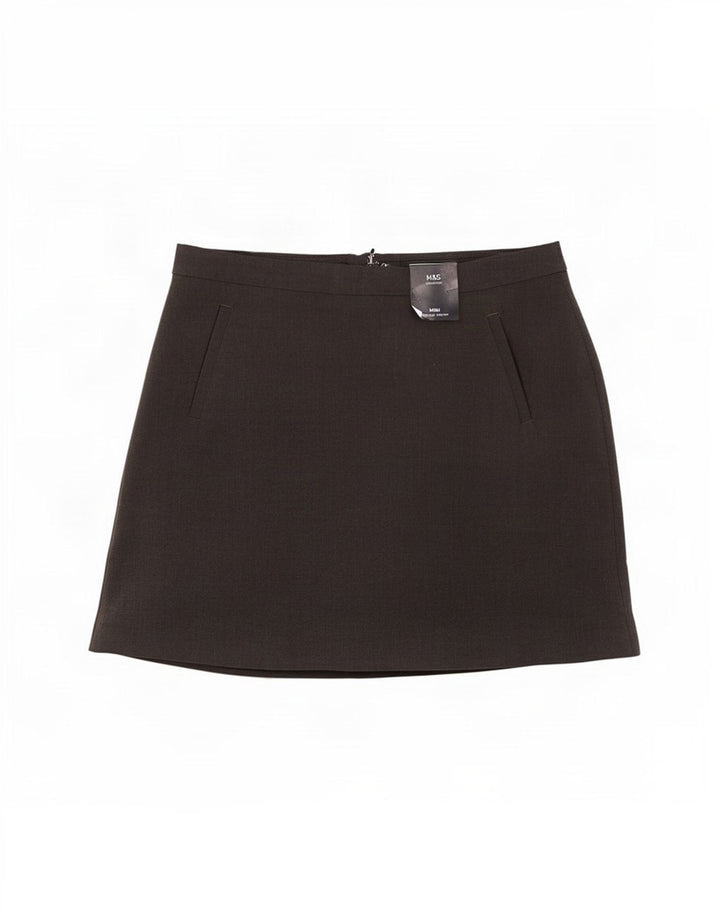 Marks & Spencer Mini-jupe femme UK 12 Medium W30 Gris Polyester
