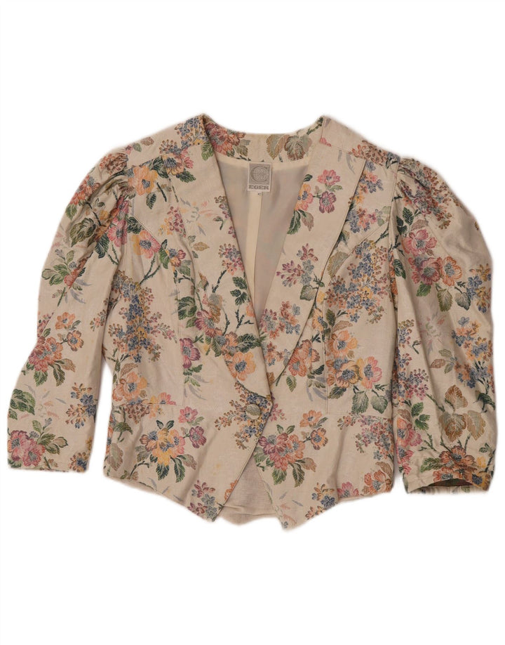 Eger Veste Blazer Femme Manches 3/4 1 Bouton IT 42 Beige Moyen Floral