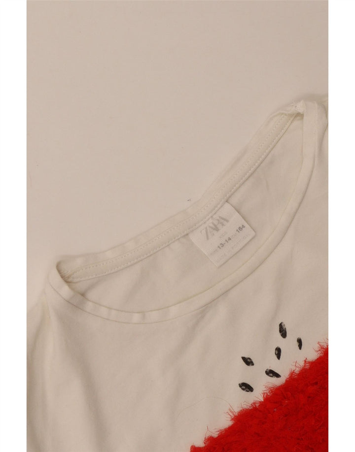 Zara T-Shirt Graphique Fille 13-14 Ans Blanc