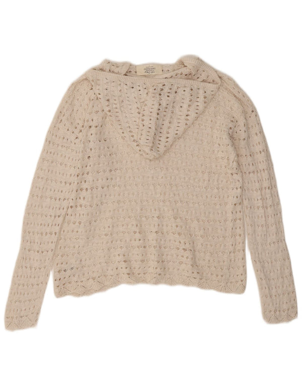 Fat Face Pull surdimensionné à capuche en crochet pour femme UK 10 Petit Blanc