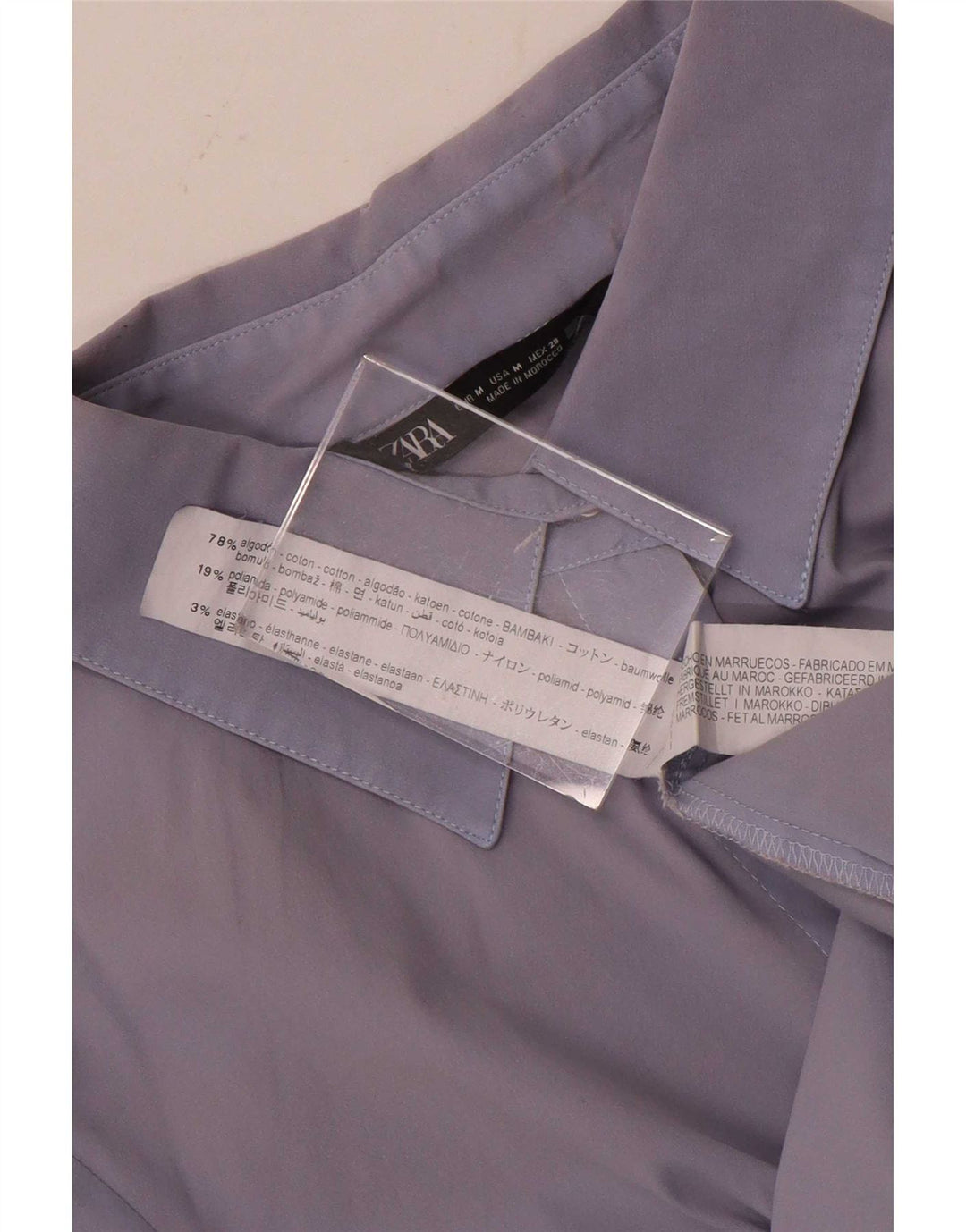 Zara Chemise formelle pour femme UK 12 Coton bleu moyen