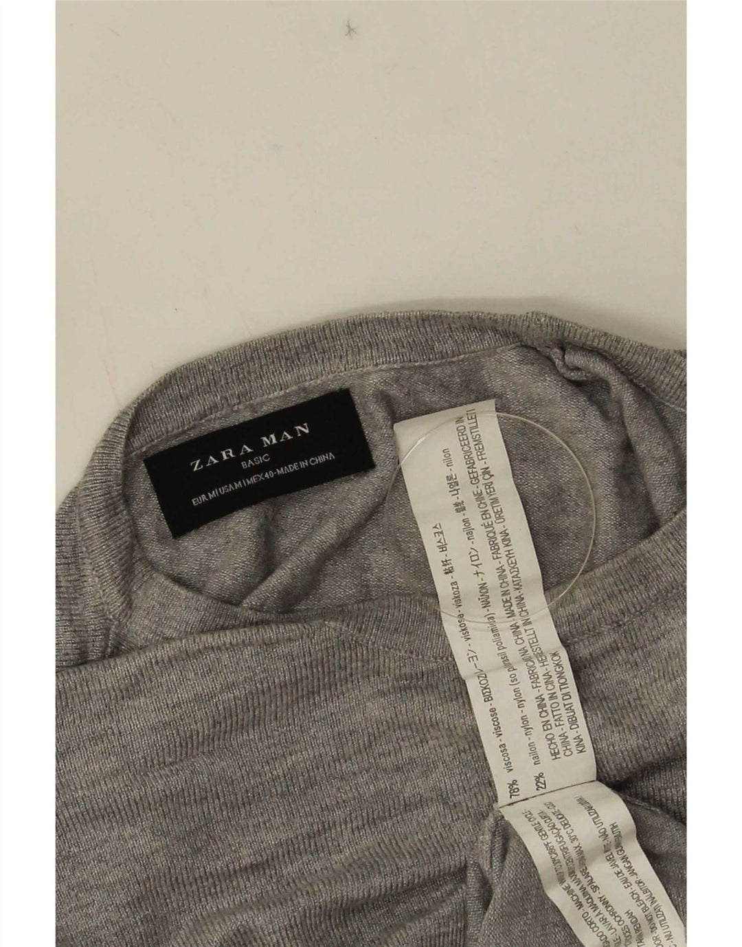 Zara Pull Col Rond Homme Gris Moyen Viscose