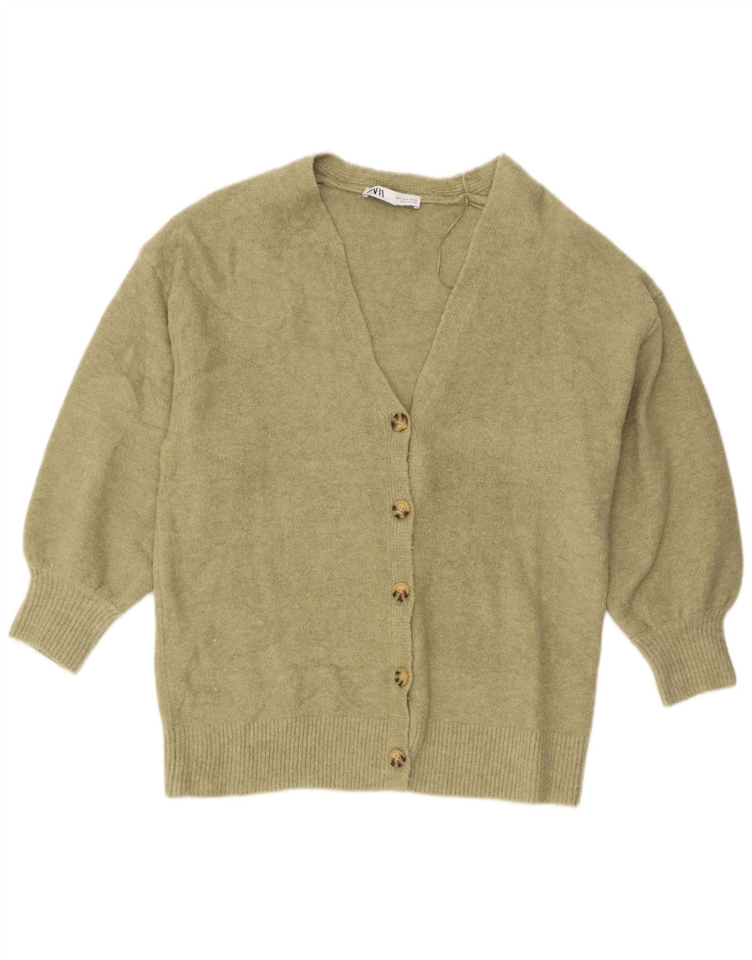 Zara Womens Cardigan Oversize Pull UK 10 Petit Kaki Acrylique