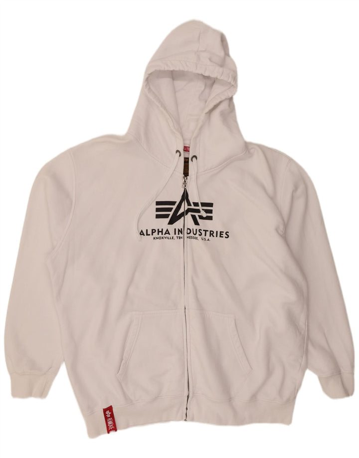 ALPHA INDUSTRIES Pull à capuche zippé graphique pour homme 4XL en coton blanc