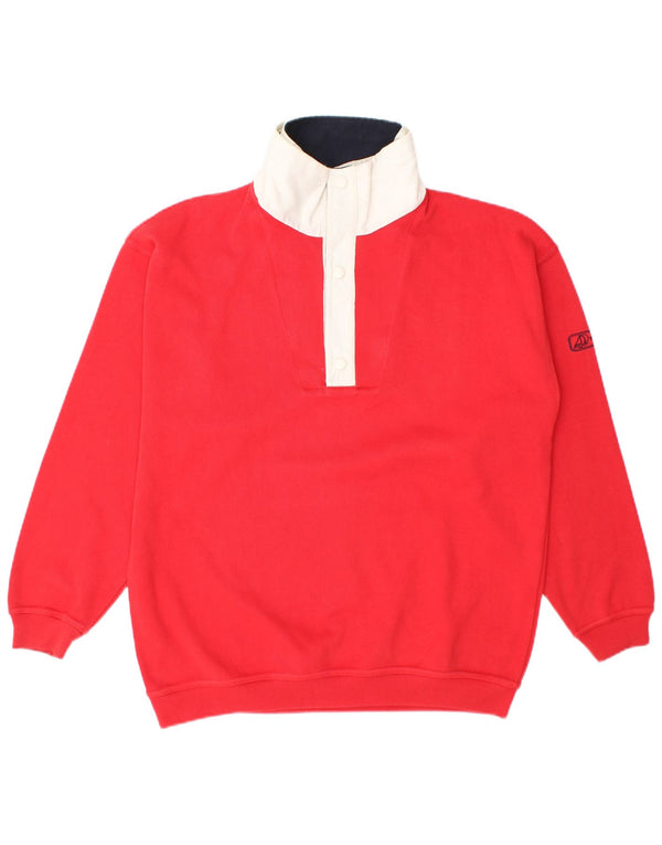 Yachting Club Sweat-shirt à col boutonné pour homme, grand color block rouge