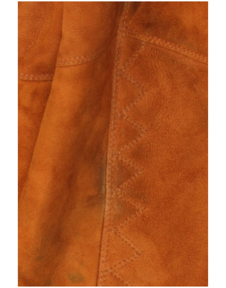 vintage Femme Loose Fit Shearling Manteau IT 48 XL Cuir Marron