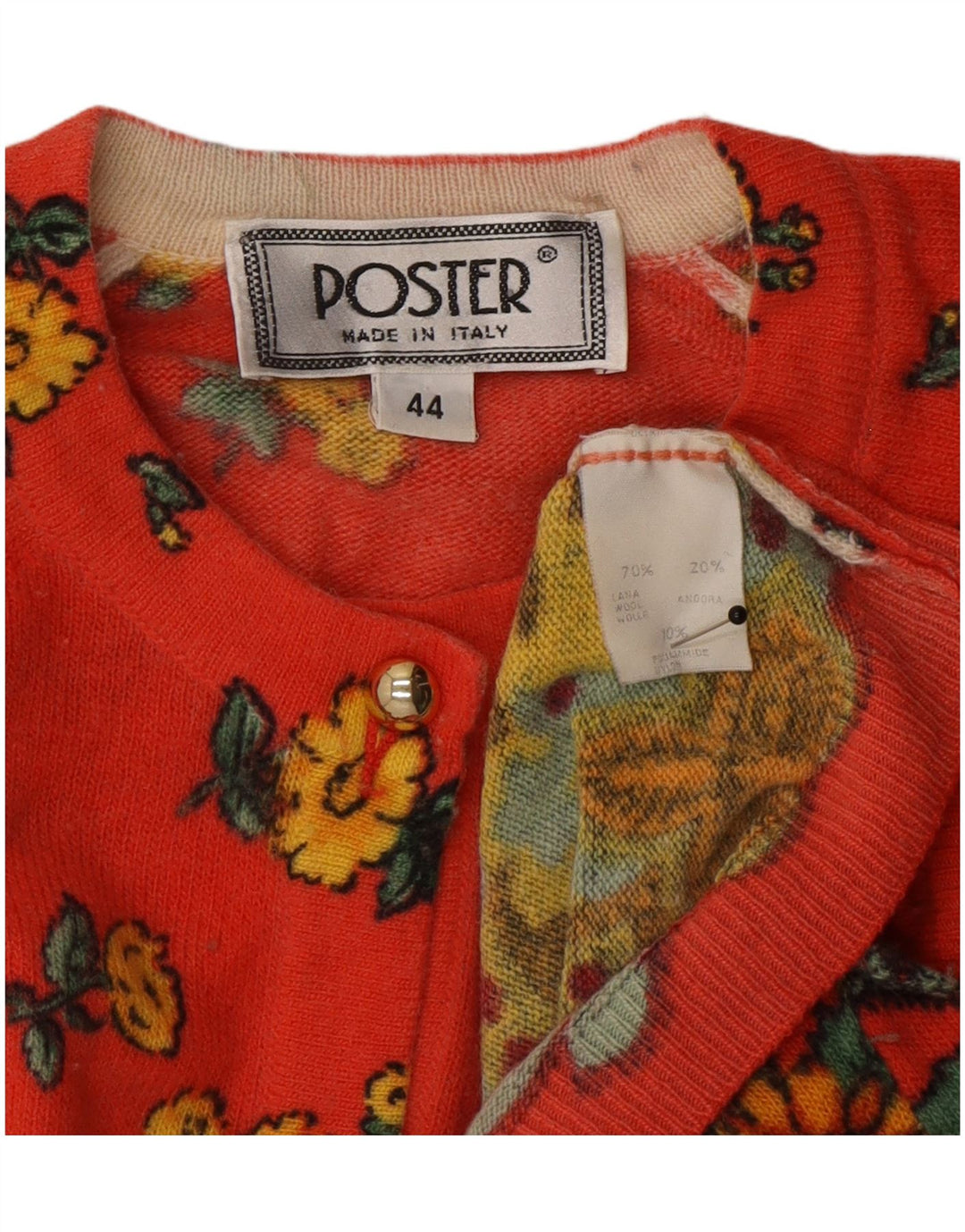 vintage Femme Cardigan Pull IT 44 Moyen Rouge Floral