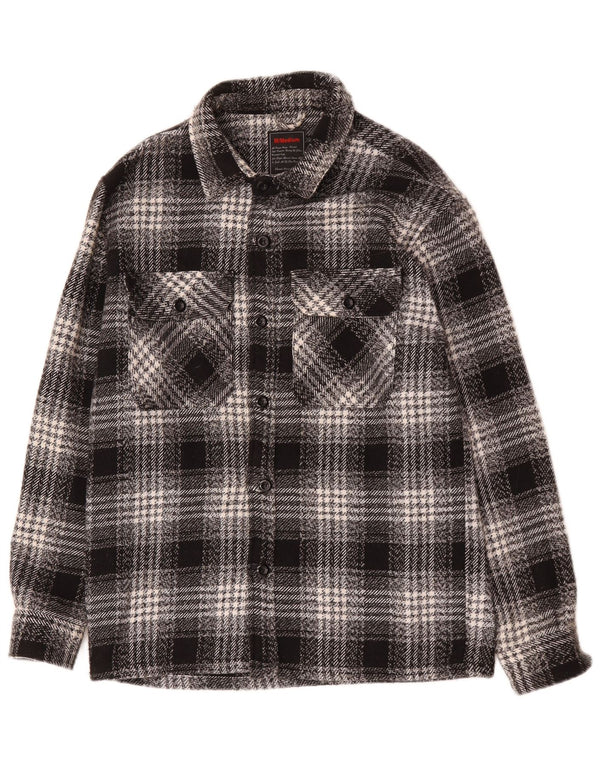 vintage Mens Overshirt Flanelle Chemise Moyen Noir Check Coton