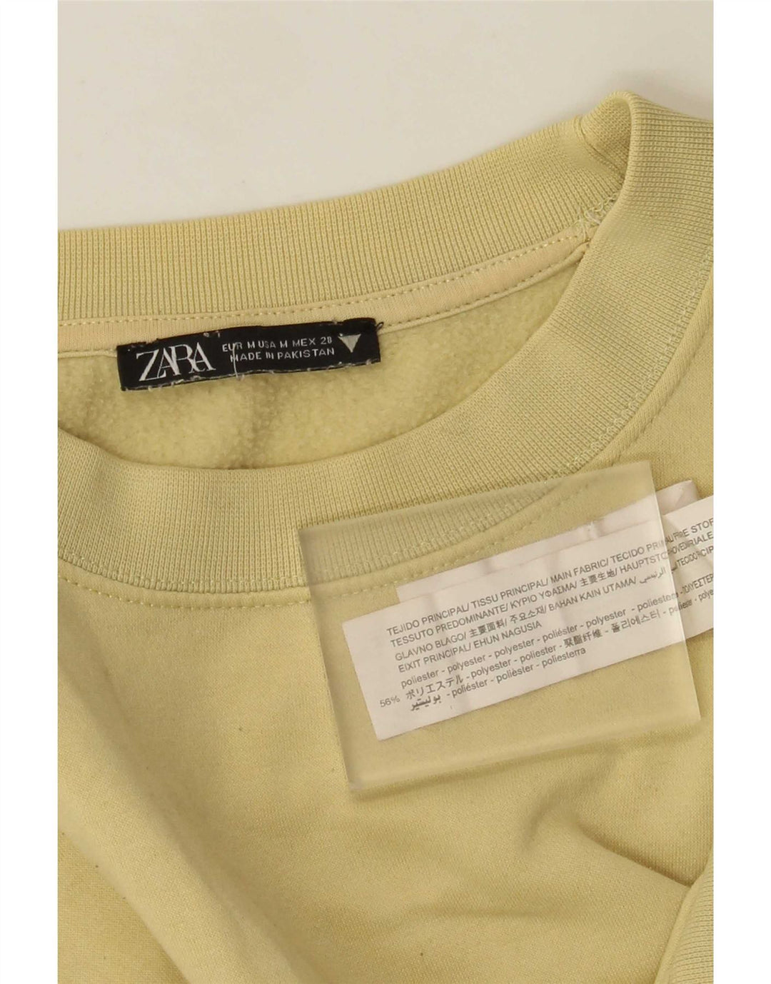 Zara Femmes Crop Sweatshirt Jumper UK 14 Moyen Jaune Polyester