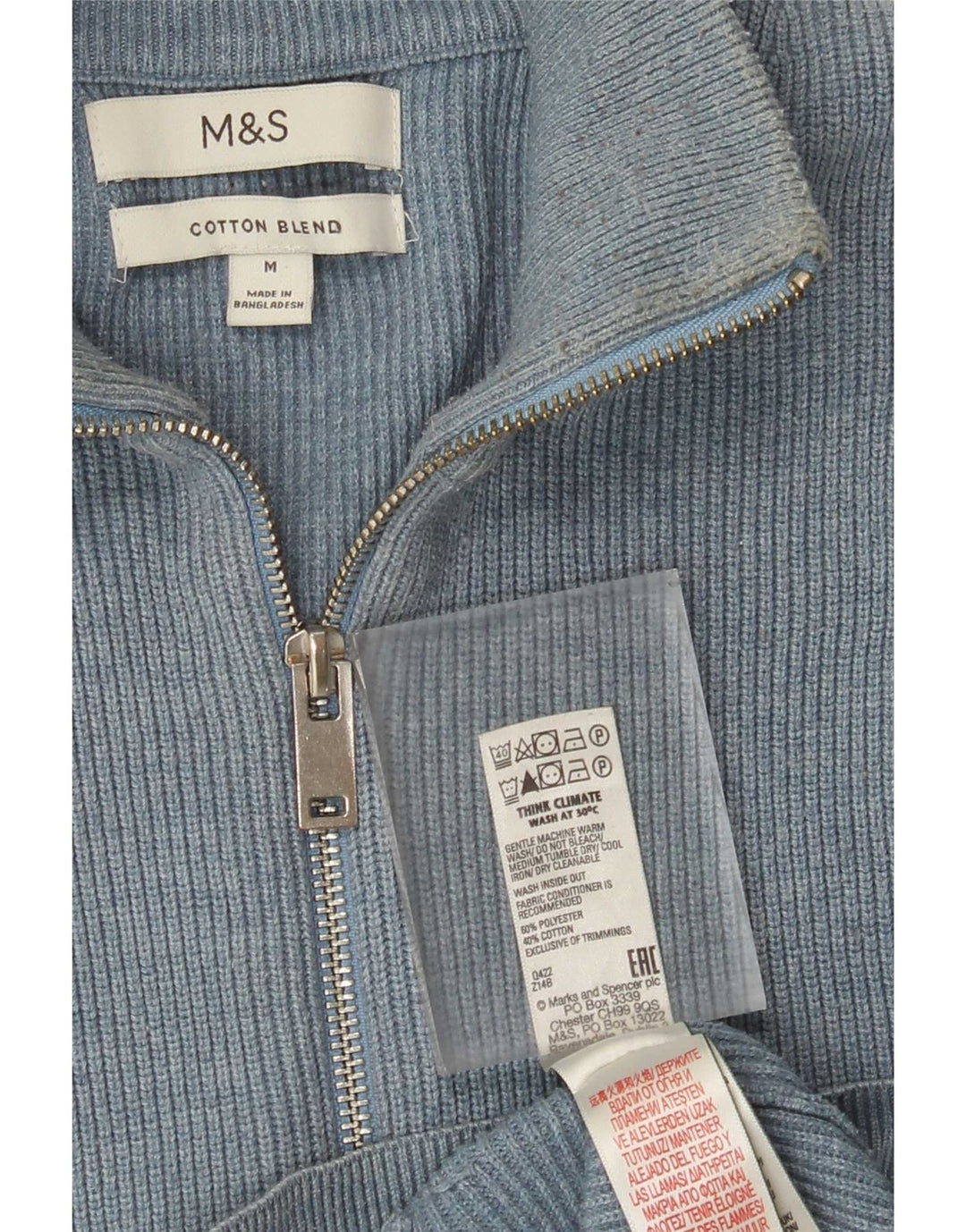 Marks & Spencer Pull Cardigan Homme Bleu Moyen Polyester