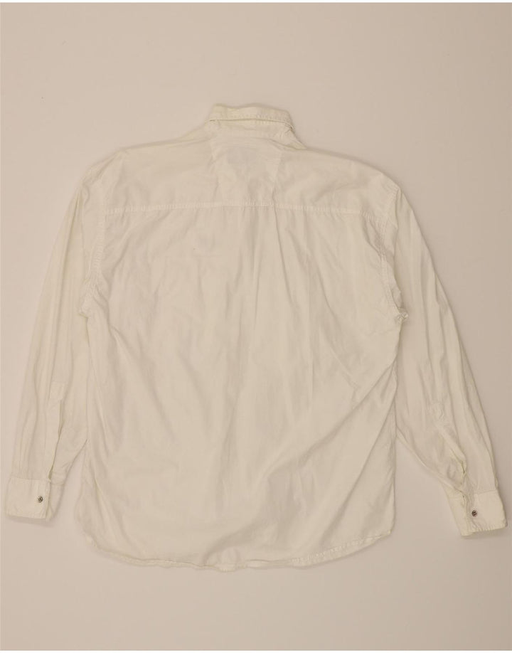 VINTAGE Mens Graphic Shirt Large White Cotton Vintage Vintage and Second-Hand Vintage from Messina Hembry 