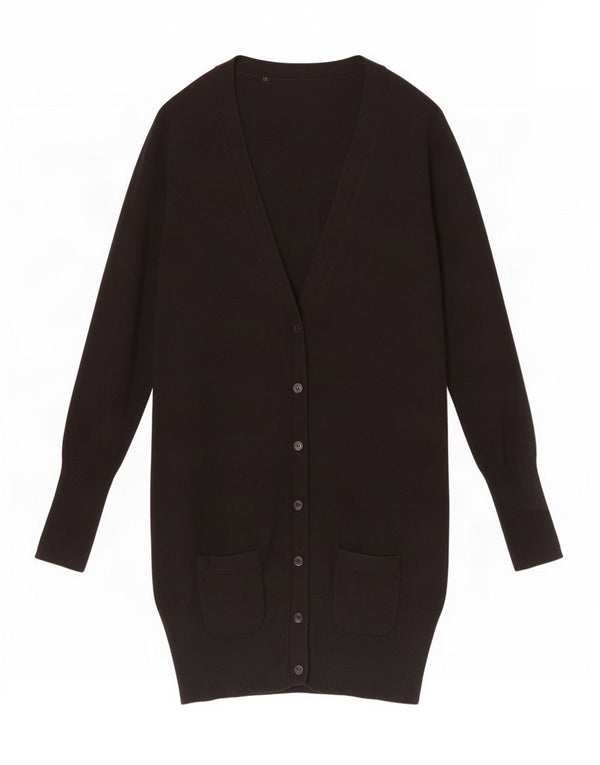 Zara Cardigan long pour femme en coton noir moyen UK 12
