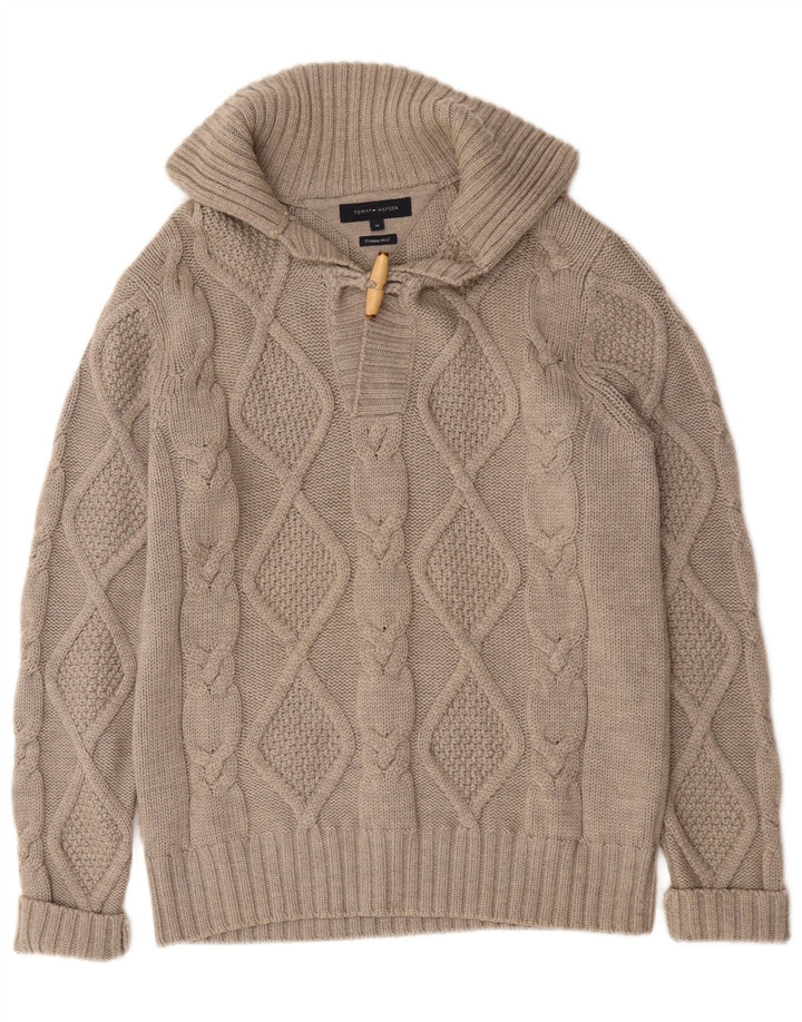 Tommy Hilfiger Pull Col Polo Homme Gris Moyen Laine
