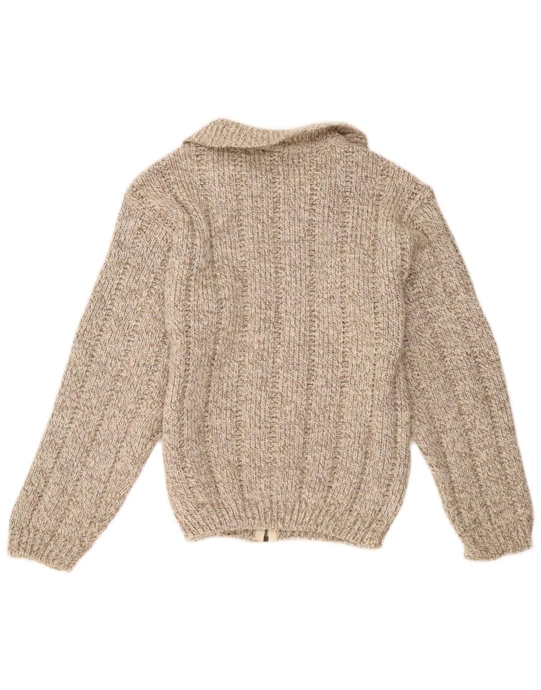 vintage Womens Cardigan Sweater UK 14 Laine mouchetée brun moyen