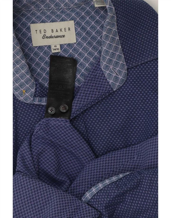 Ted Baker Chemise homme Taille 15 Coton tacheté bleu marine moyen