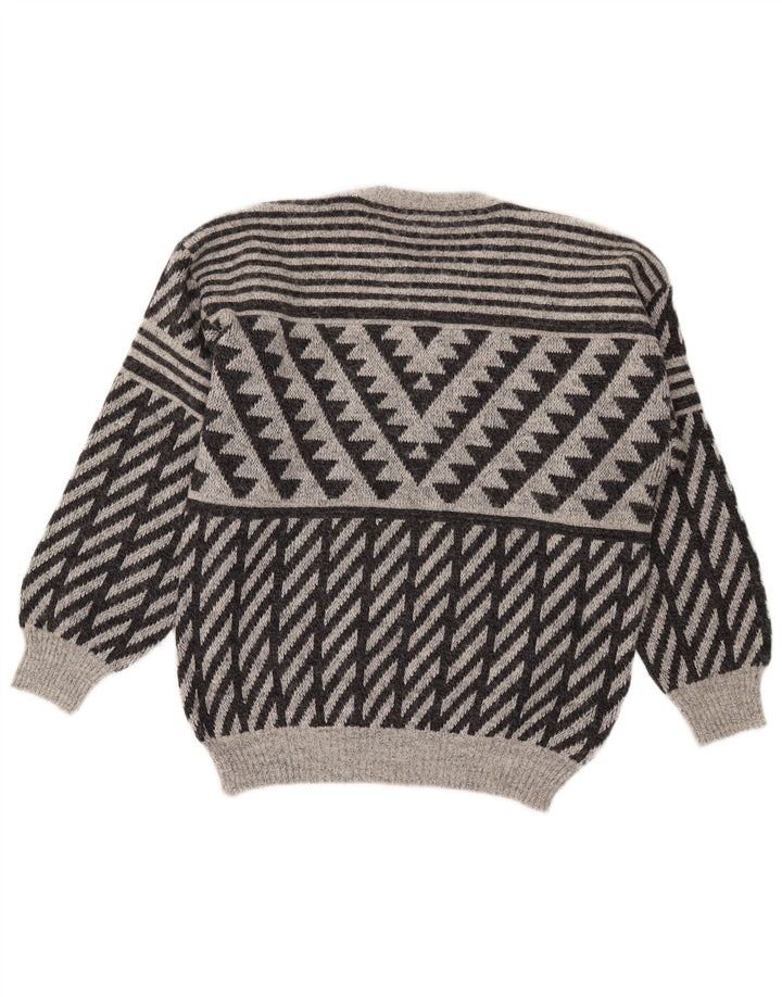 Mapier Pull à col rond pour homme Petit gris géométrique