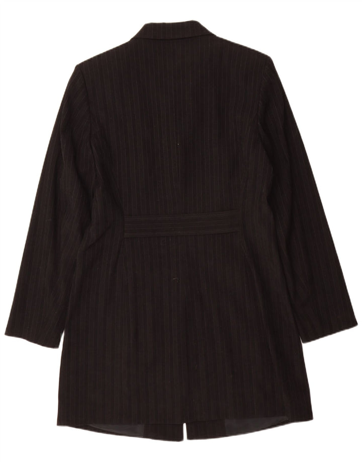 Mexx Manteau Femme UK 46 Grand Polyester Rayé Noir