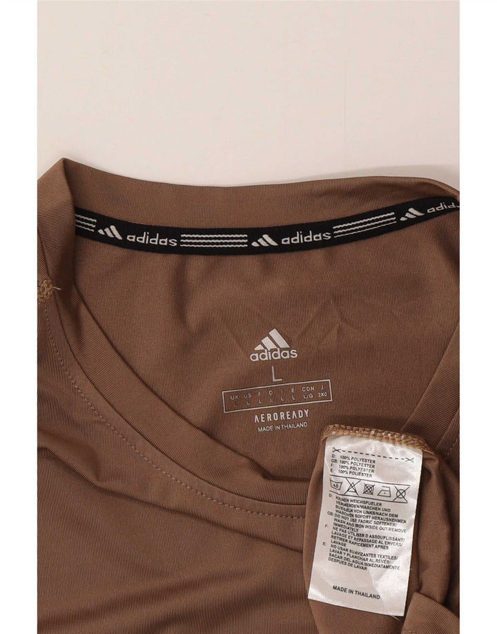Adidas Mens Aeroready Graphic T-Shirt Top Large Marron Polyester