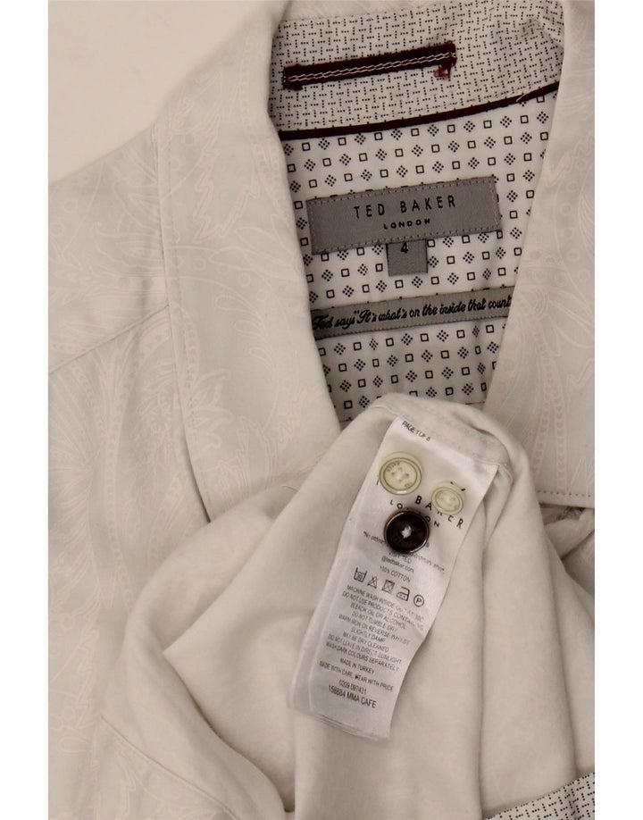 Ted Baker Chemise Homme Taille 4 Grand Coton Paisley Blanc