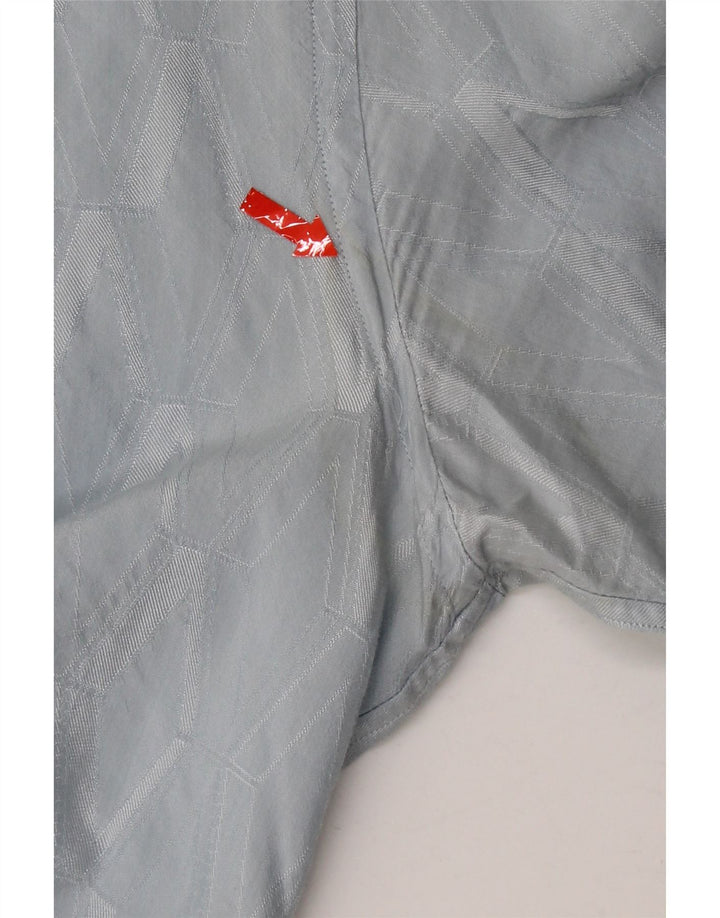 Versace Chemise à manches courtes pour hommes Taille 40 15 3/4 Bleu moyen géométrique