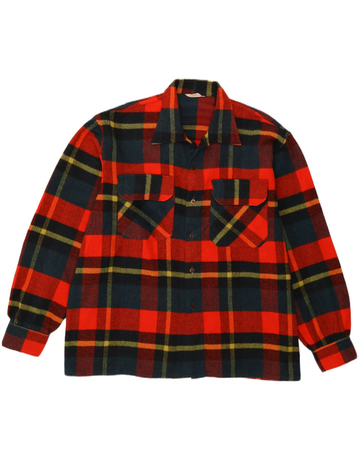 vintage Mens Overshirt Flanelle Chemise 2XL Rouge Plaid