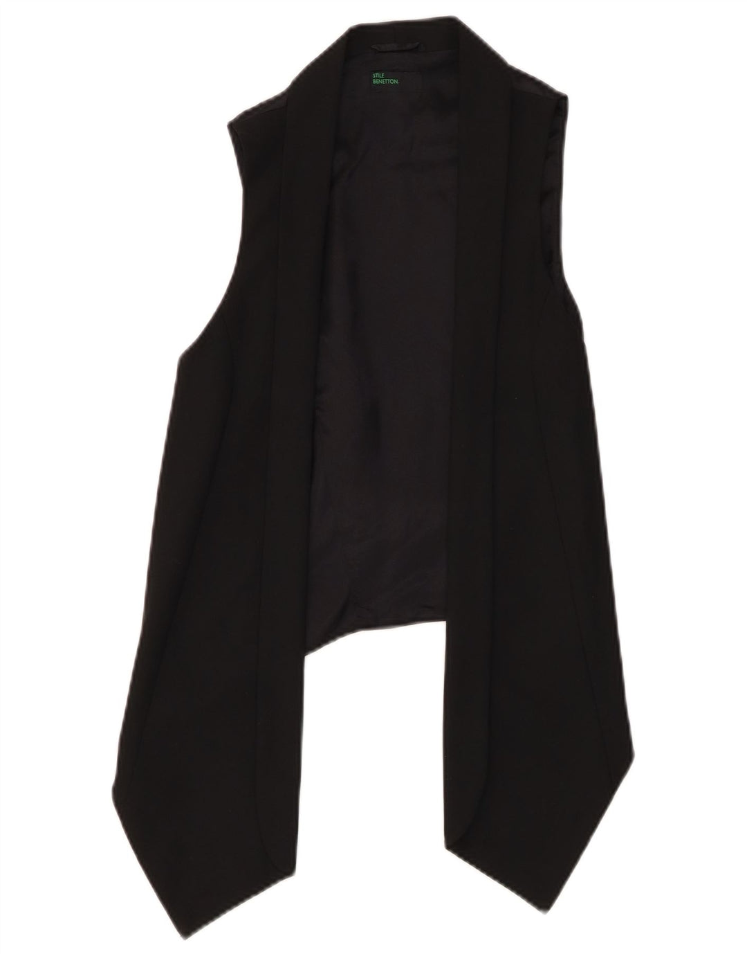 BENETTON Gilet asymétrique ouvert pour femme UK 12 Medium Noir