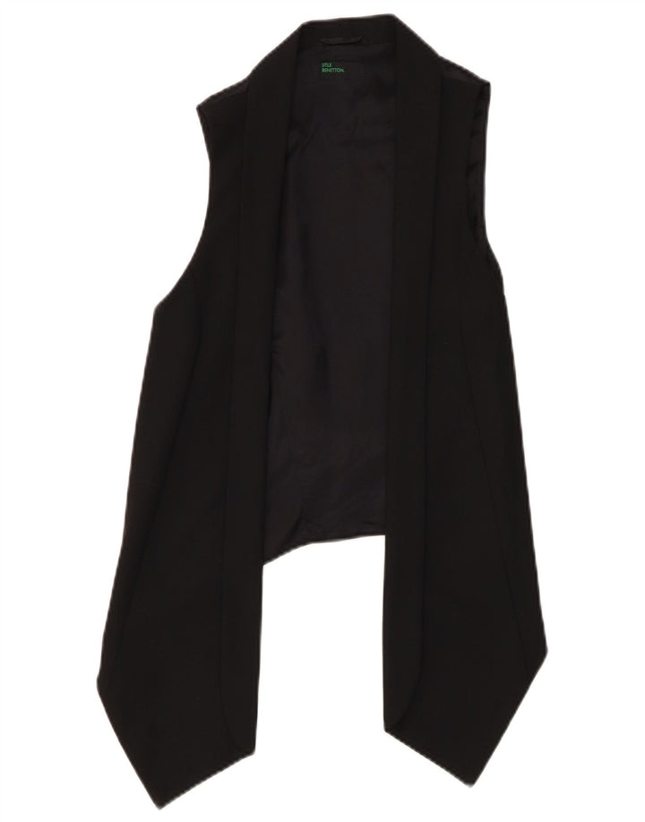 BENETTON Gilet asymétrique ouvert pour femme UK 12 Medium Noir
