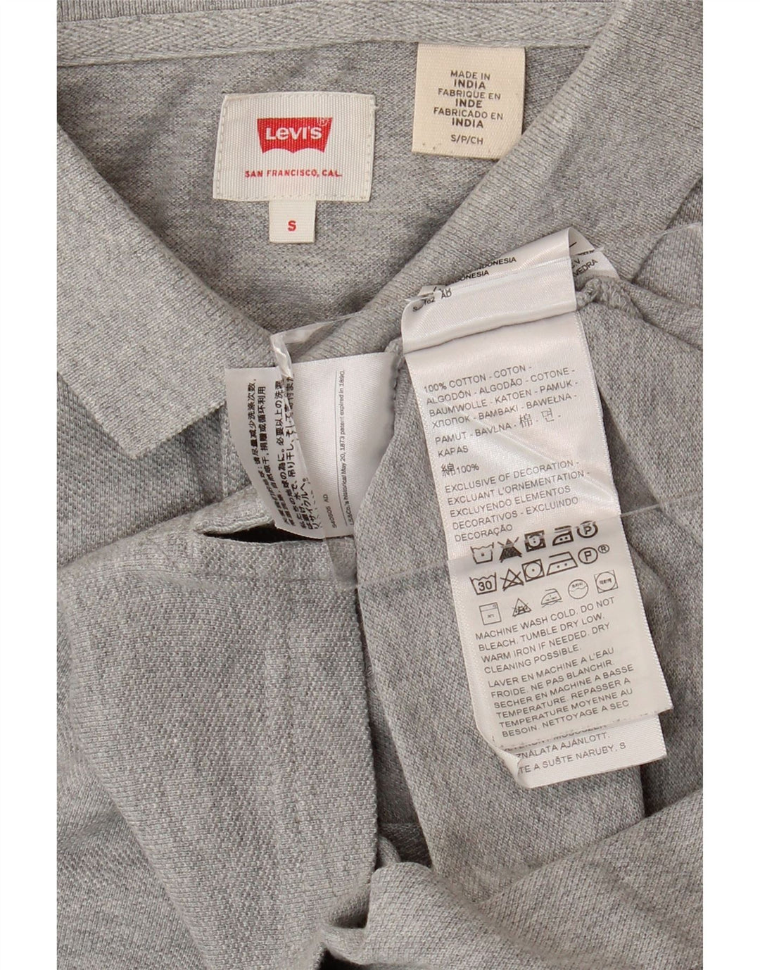 LEVI'S Polo Homme Petit Gris Coton