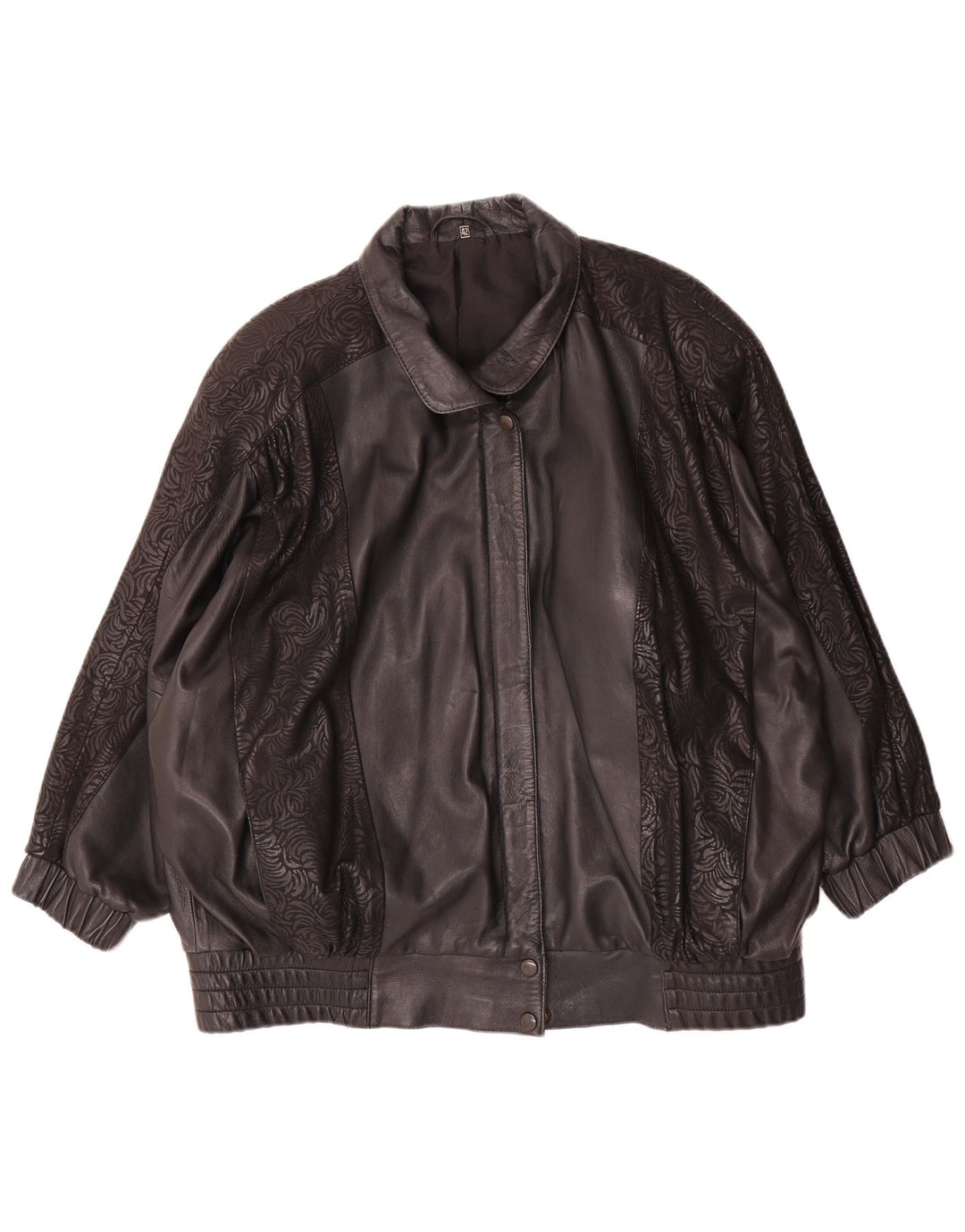 veste en cuir surdimensionnée femme vintage IT 42 Moyen Noir Géométrique
