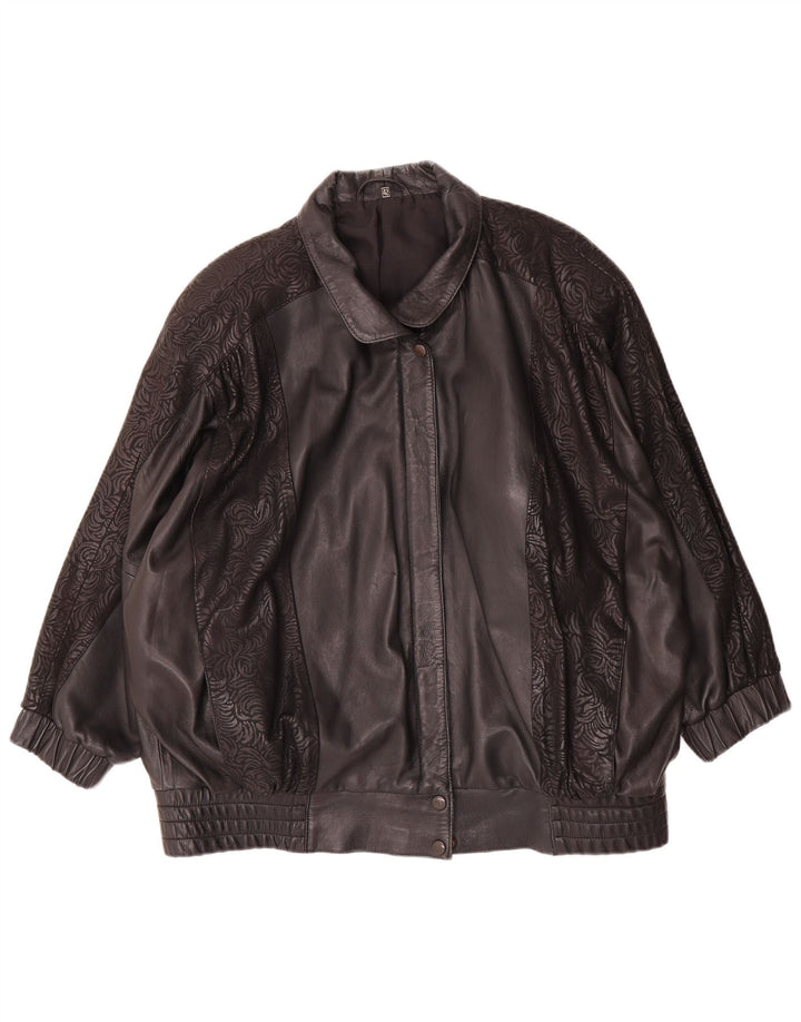veste en cuir surdimensionnée femme vintage IT 42 Moyen Noir Géométrique