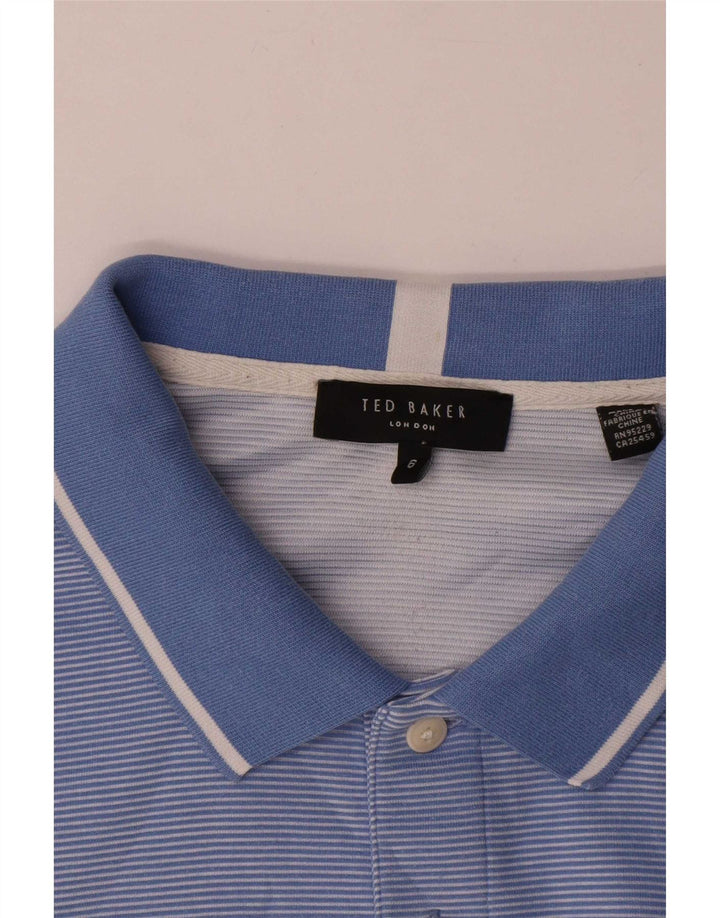 Ted Baker Polo Homme Taille 6 2XL Bleu Rayé Polyester
