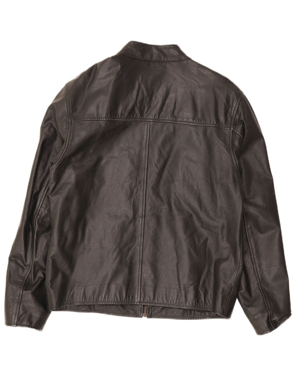 Lee Cooper Veste en cuir pour homme UK 38 Medium Noir Rayé