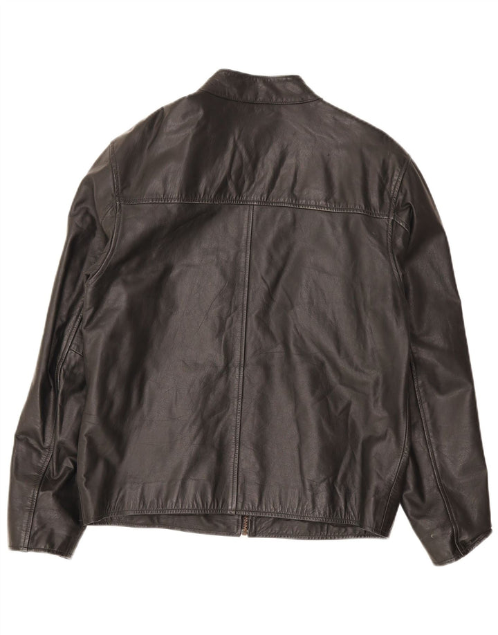 Lee Cooper Veste en cuir pour homme UK 38 Medium Noir Rayé
