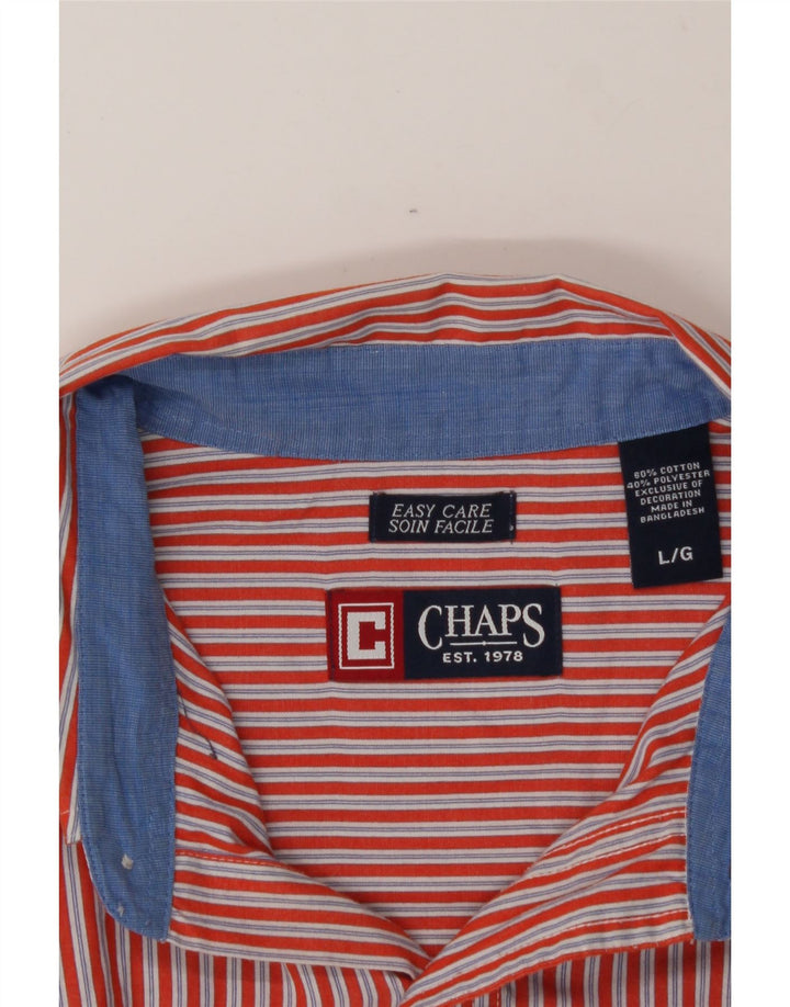 CHAPS Mens Shirt Large Red Striped Cotton Vintage Chaps and Second-Hand Chaps from Messina Hembry 