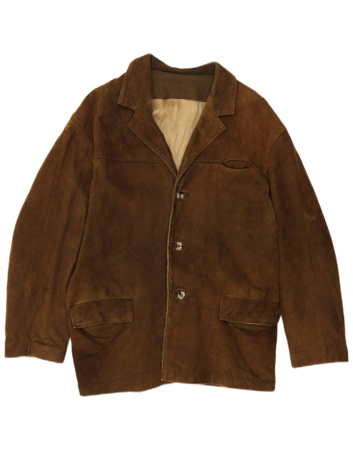 VINTAGE Veste en cuir homme UK 38 Cuir kaki moyen