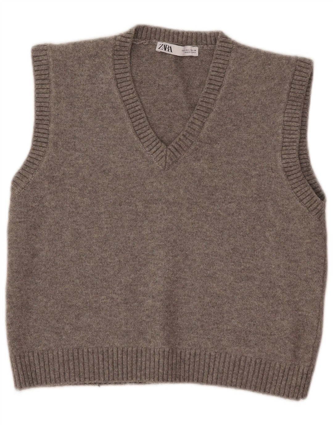 Zara Womens Crop Vest Débardeur UK 14 Large Gris Polyester