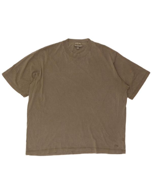 Lacoste Hommes Unisex Loose Fit T-Shirt Top Taille 6 XL Kaki Coton