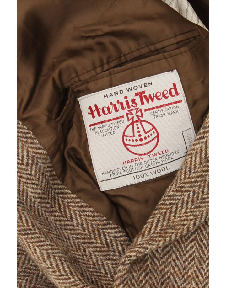 Harris Tweed Veste Blazer 2 Boutons pour Homme UK 40 Grande Laine à Chevrons Marron