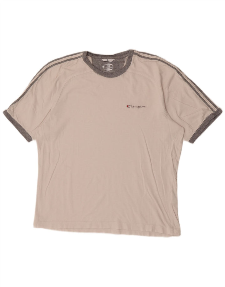 Champion T-Shirt Homme Haut Large Blanc Rayé