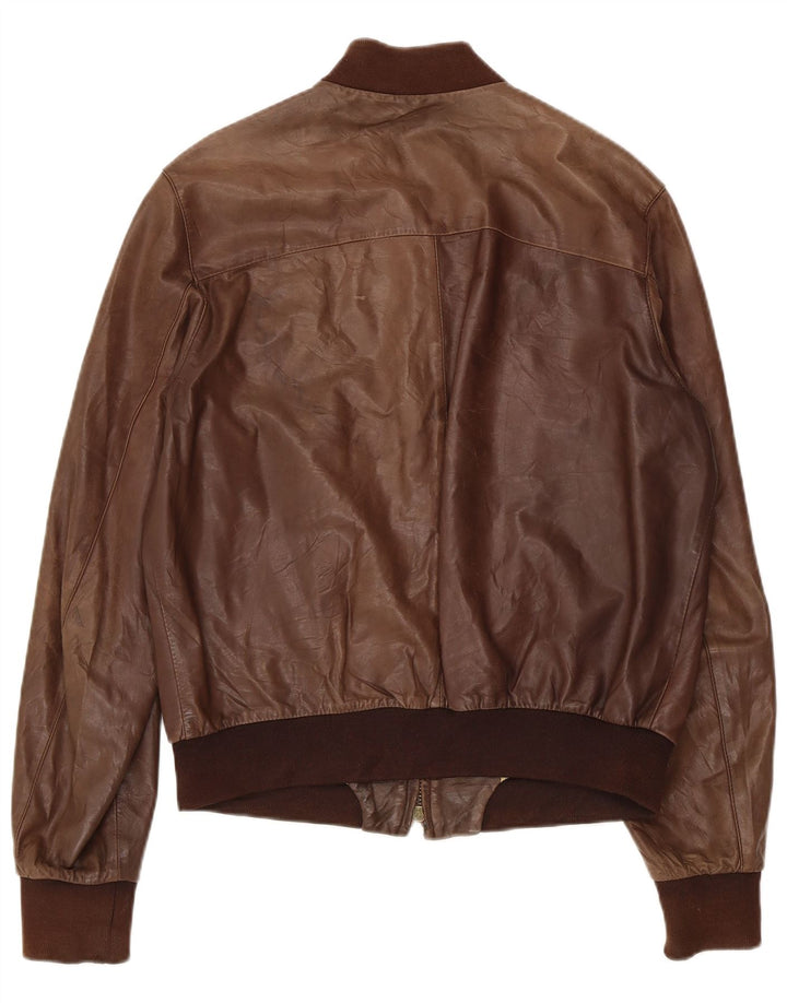 GALLOTTI Veste en Cuir Bomber Homme IT 50 Grand Cuir Marron